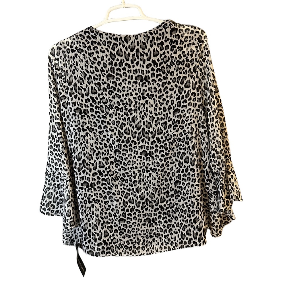 Rebecca Malone Leopard Print Cardigan Top Set Black White Small Chic Layered - Picture 9 of 9